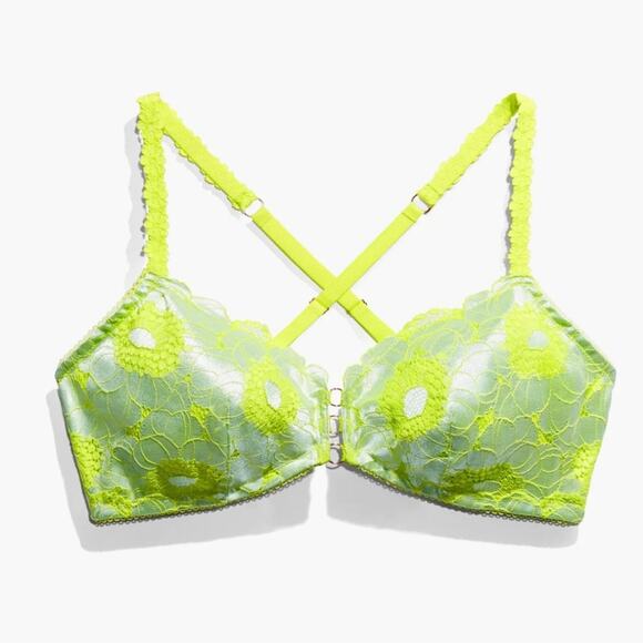 NWT Savage X Fenty Perfect Poppy Lace Bralette Underwire Bra Green Lace - Picture 1 of 8